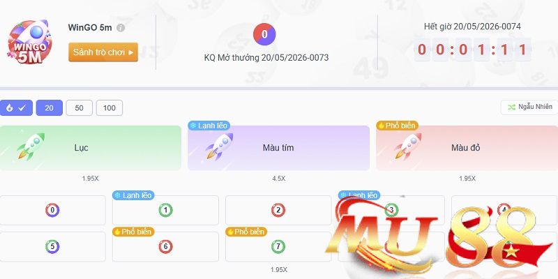EZ Fun Mu88 - Xổ Số nhanh WinGO 1m, 3m, 5m dễ chơi 2 WinGO 5m - 5 phút